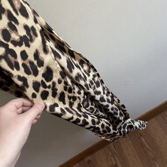 Lulus Women XL Leopard Print Satin Ankle Ties Jumpsuit - Picture 10 of 12